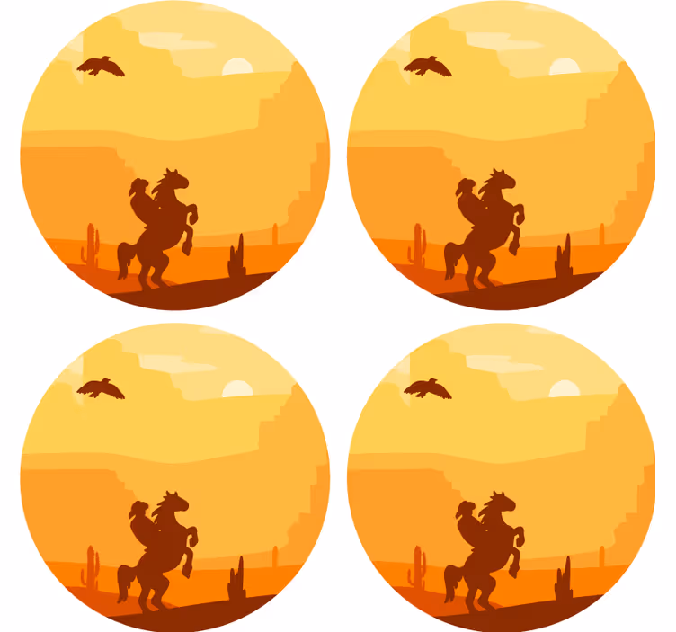 Vintage onderzetters zonsondergang woestijnscène - TenStickers