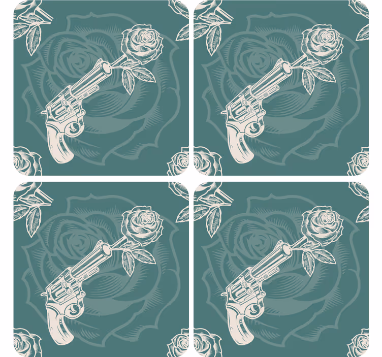 Enge onderzetters revolver met roos - TenStickers