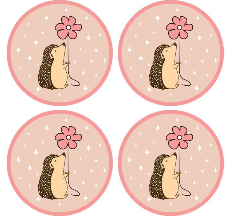 Enge onderzetters egel bloem ballon - TenStickers