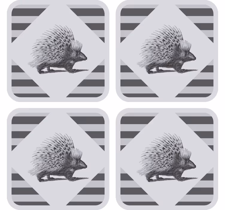 Moderne onderzetters met illustratie van stekelvarken - TenStickers