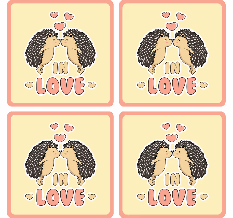 Moderne onderzetters egel kussen hartjes - TenStickers
