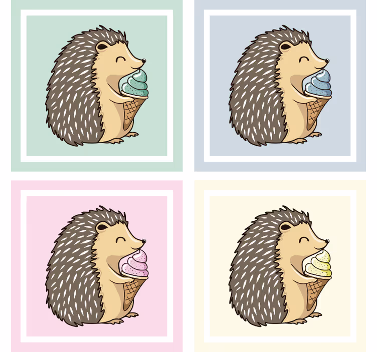 Enge onderzetters egel geniet van ijsje - TenStickers