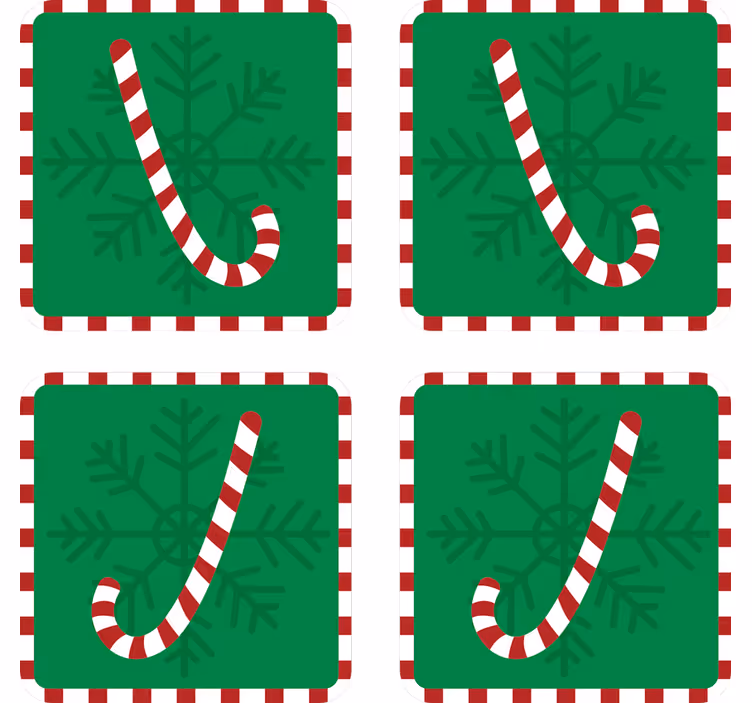 Kerst onderzetters met ontwerp van suikerstok sneeuwvlok - TenStickers