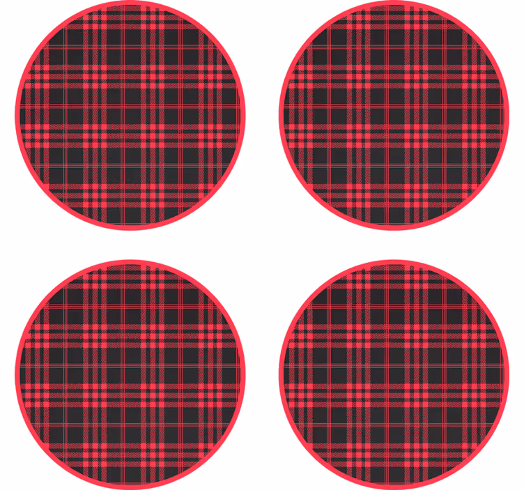 Rood zwart ruitpatroon onderzetters - TenStickers