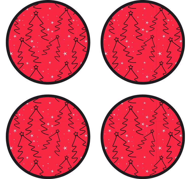 Kerst onderzetters met feestelijk boompje patroon - TenStickers