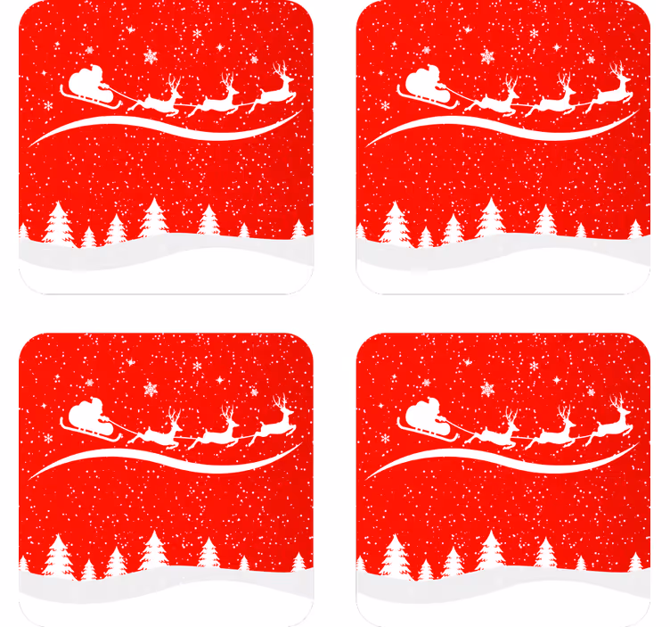 Kerst onderzetters santa sleigh met rendieren - TenStickers