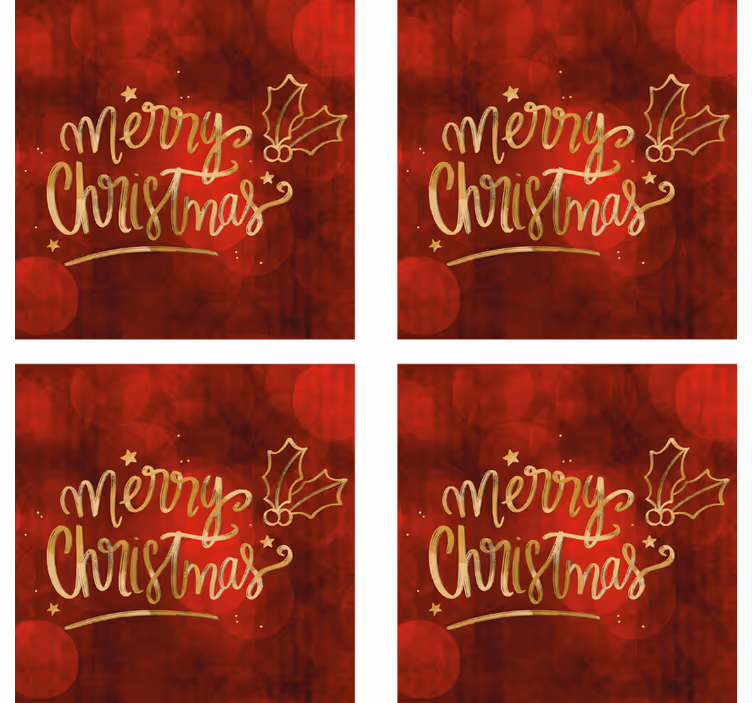 Kerst onderzetters Vrolijk kerstfeest in het rood - TenStickers