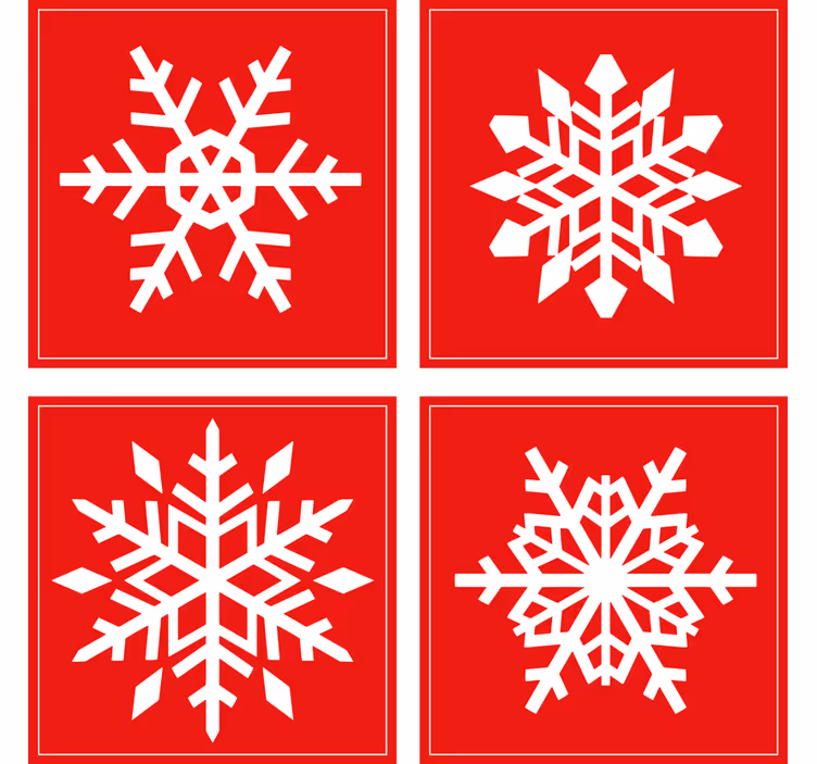 Kerst onderzetters Rode sneeuwvlokken - TenStickers