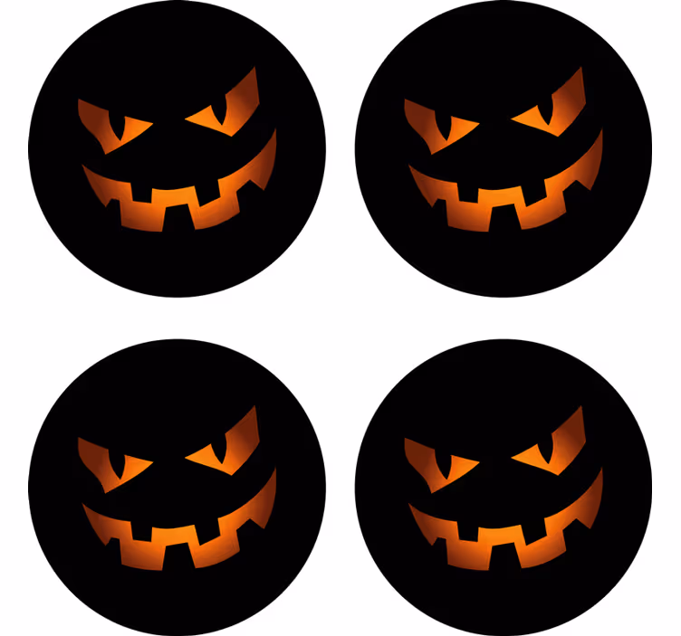 Halloween onderzetters pompoengezicht set - TenStickers