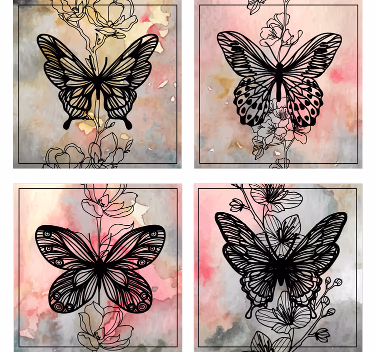 Moderne onderzetters met elegant vlinderdesign - TenStickers