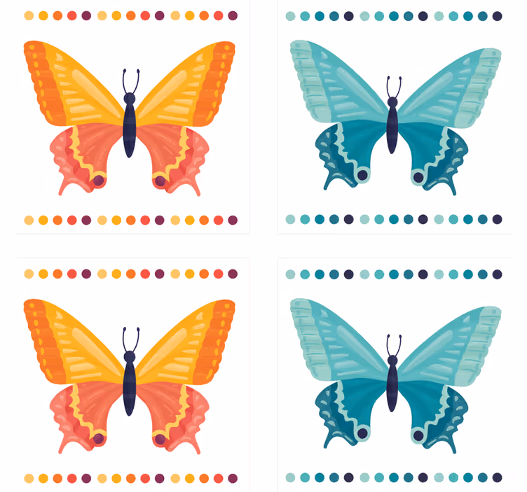 Enge onderzetters met kleurrijke vlinderpatronen - TenStickers
