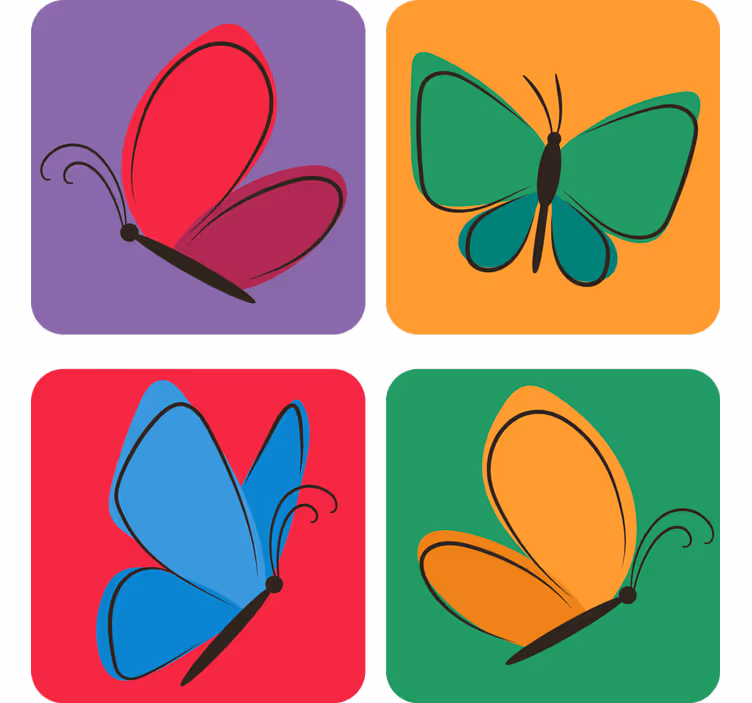Enge onderzetters met kleurrijke vlinder motieven - TenStickers