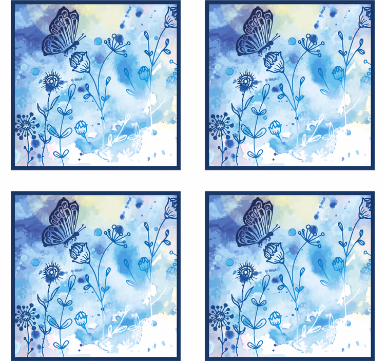 Onderzetters met bloemig aquarel motief - TenStickers
