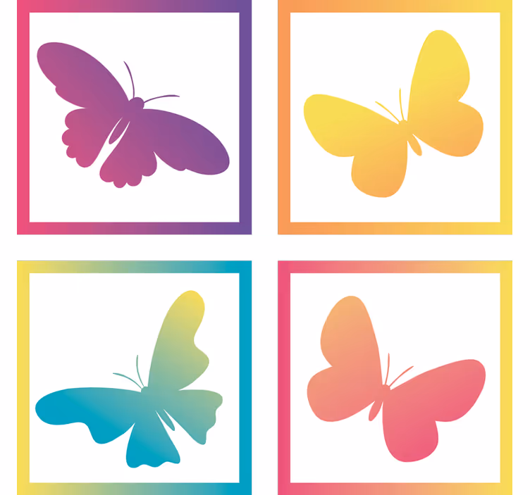 Moderne onderzetters vlindersilhouetten in levendige kleuren - TenStickers
