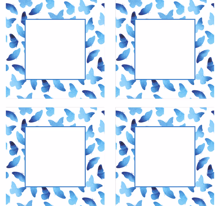 Gepersonaliseerde onderzetters vlinderpatroon blauwe lijsten - TenStickers