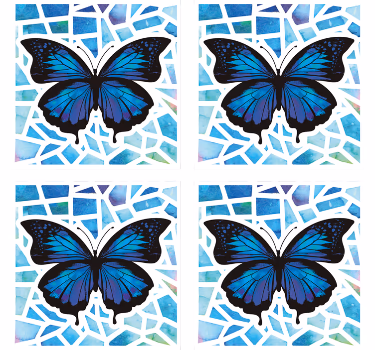 Enge onderzetters vlinder mozaïek kunstwerk - TenStickers