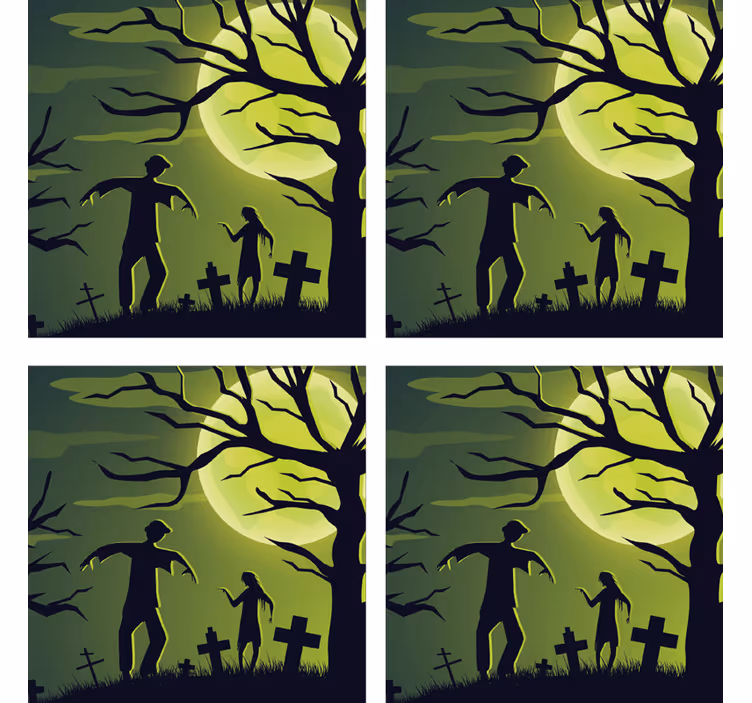 Halloween onderzetters zombies onder het maanlicht - TenStickers