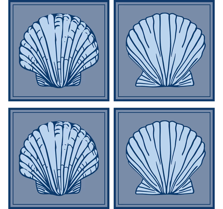 Enge onderzetters met gestileerd schelpenpatroon - TenStickers