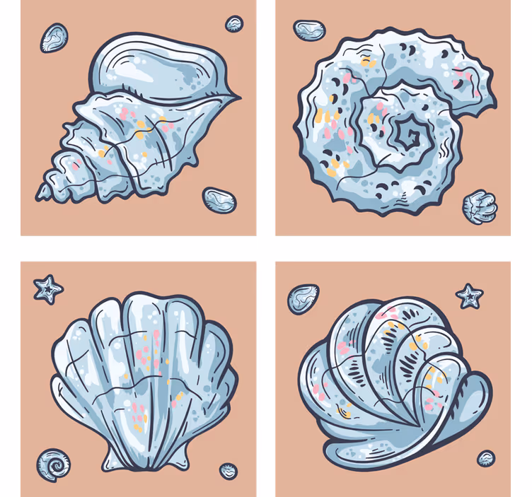 Moderne onderzetters met schelpinspiratie - TenStickers