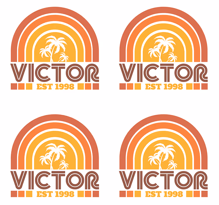 Gepersonaliseerde onderzetters retro palmbomen embleem - TenStickers