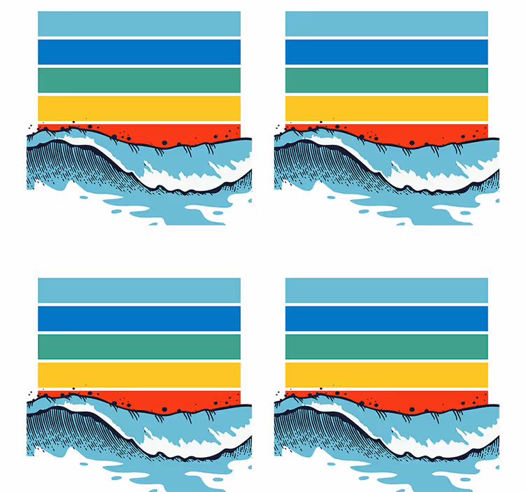 Onderzetters kleurvol golfpatroon - TenStickers