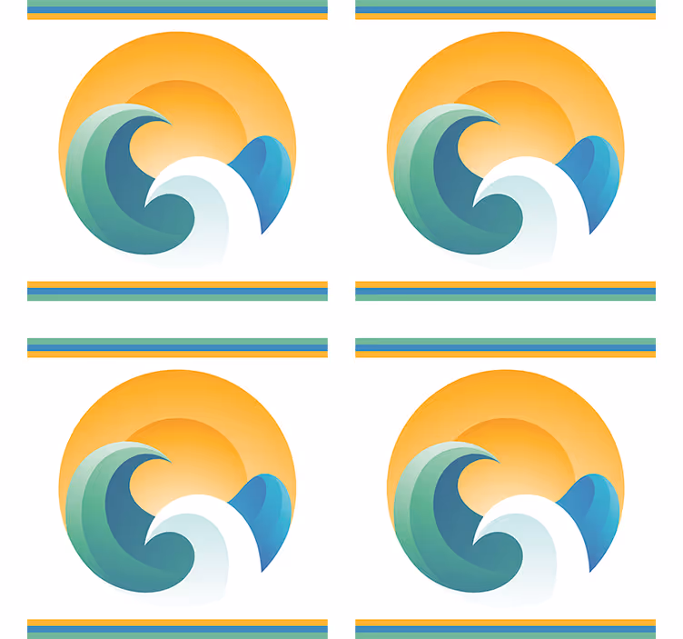 Moderne onderzetters gestileerde golven met zonsondergang - TenStickers
