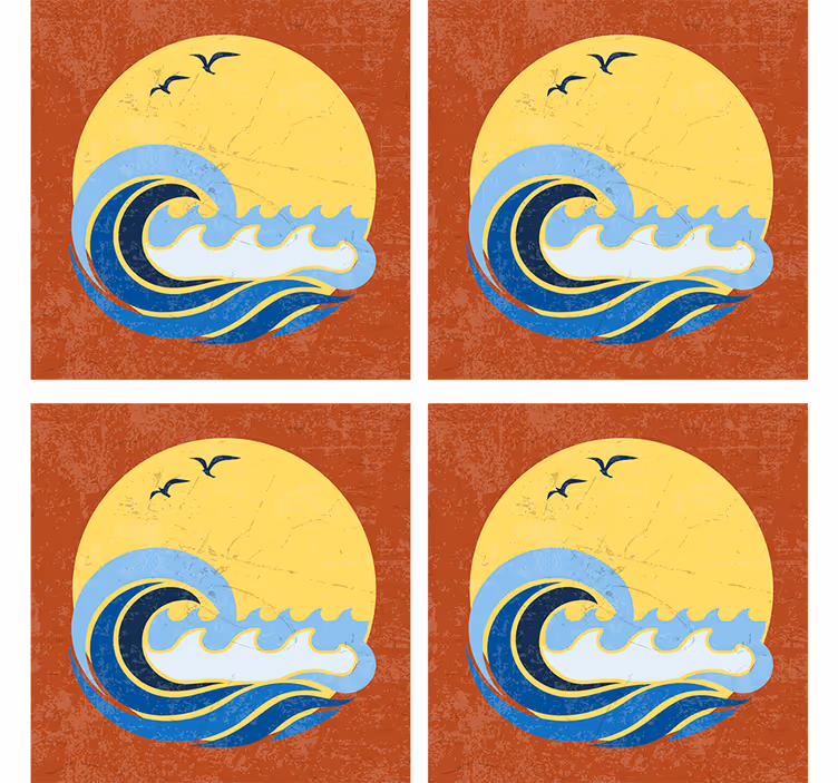 Enge onderzetters sunset waves design - TenStickers