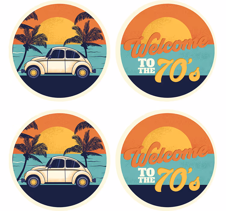 Vintage onderzetters retro kustlandschap - TenStickers