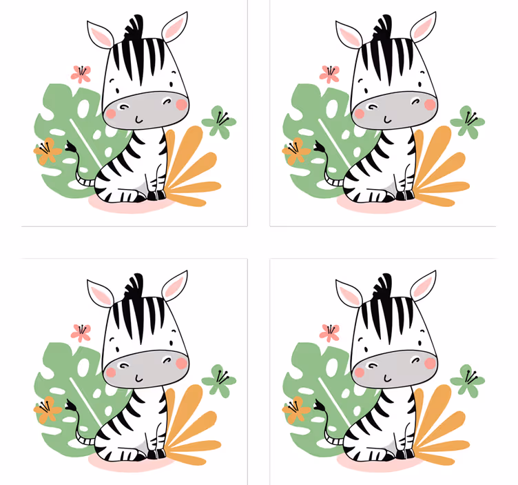 Enge onderzetters schattig zebra karakter - TenStickers