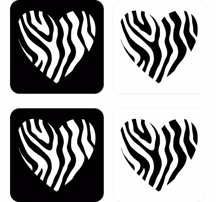 Enge onderzetters zebra patroon hartvormig - TenStickers