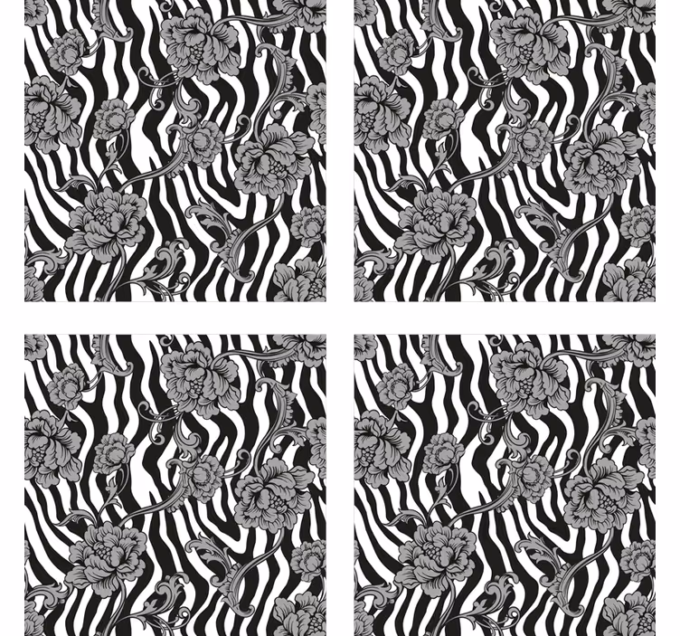 Onderzetters zebra bloemenpatroon - TenStickers