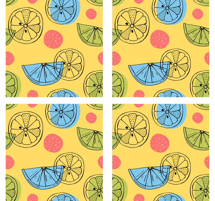 Enge onderzetters met kleurrijk citruspatroon - TenStickers