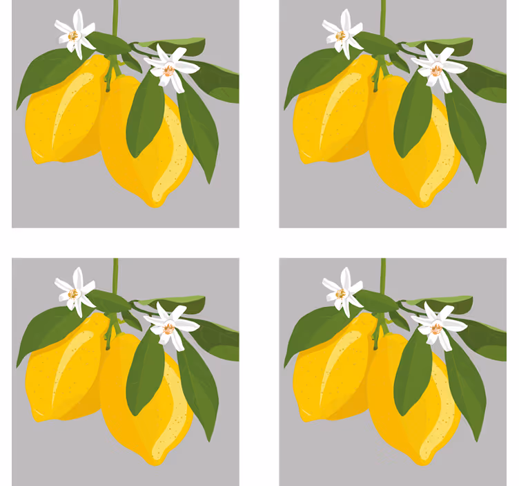 Moderne onderzetters gele citroenen met bladeren - TenStickers