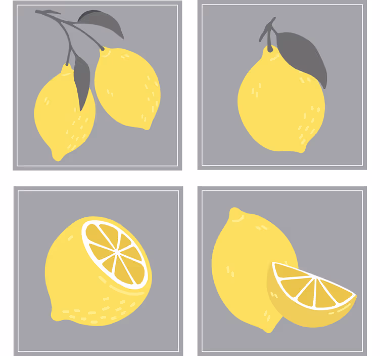 Onderzetters lemon illustraties set - TenStickers