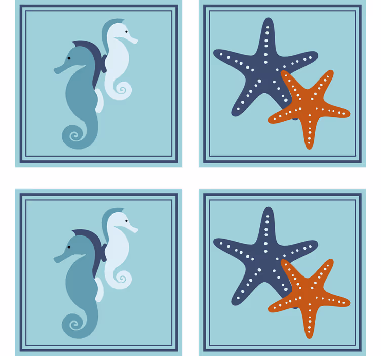 Vintage onderzetters met zeepaard en sterrenbeeldpatronen - TenStickers
