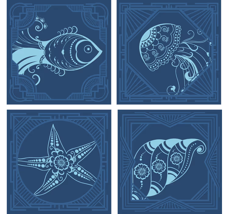 Enge onderzetters met speelse zeewezens - TenStickers