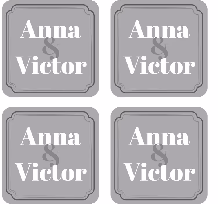 Onderzetters bruiloft gepersonaliseerde initialen - TenStickers