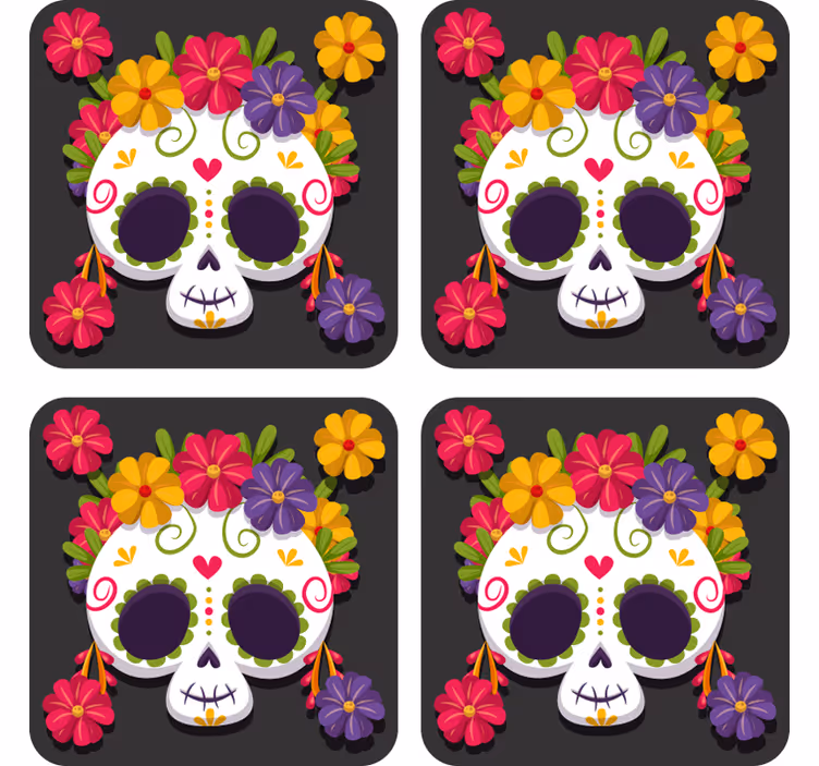 Enge onderzetters Dag van de dode bloemenonderzetter - TenStickers