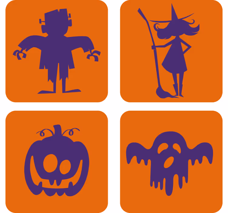 Halloween onderzetters frankenstein heks pompoen spook - TenStickers