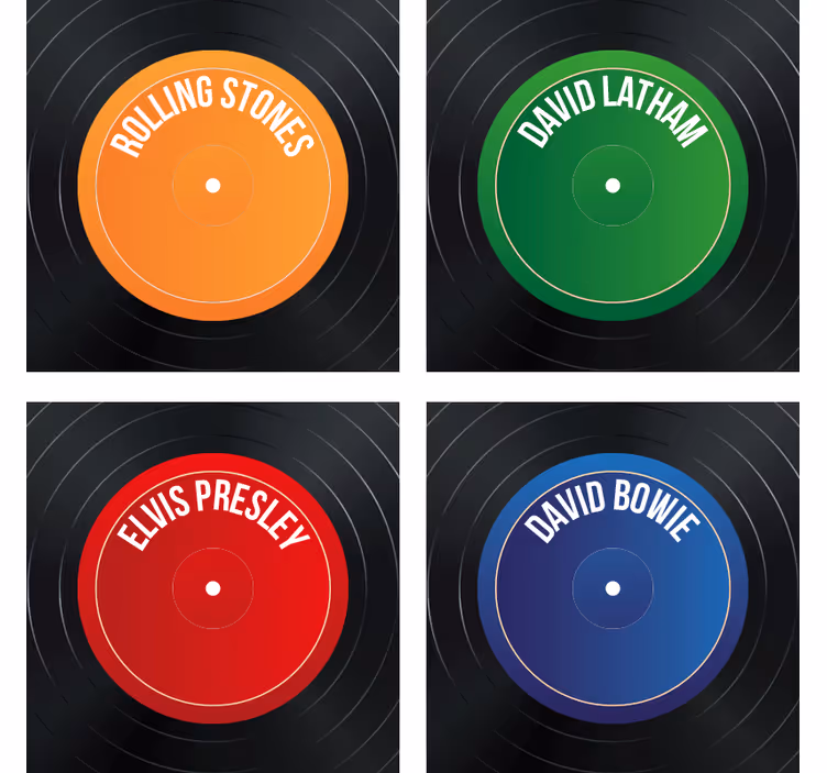 Enge onderzetters vinyl platen labels - TenStickers