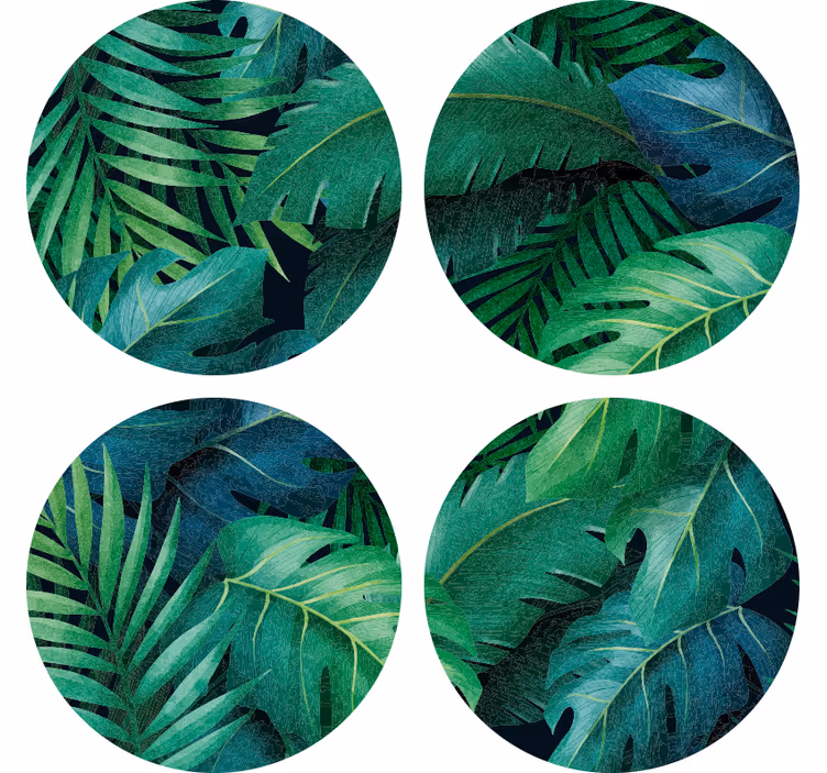 Moderne groene bladeren onderzetter - TenStickers