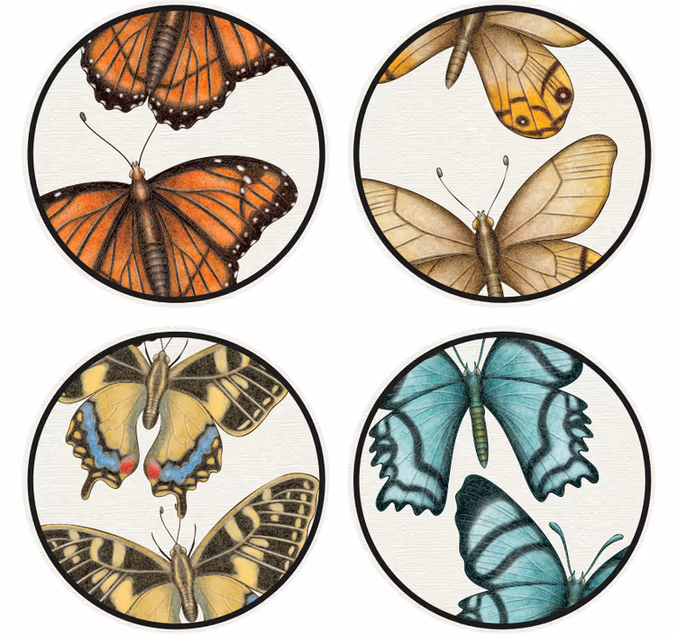 Enge onderzetters kleurrijke vlinder set - TenStickers
