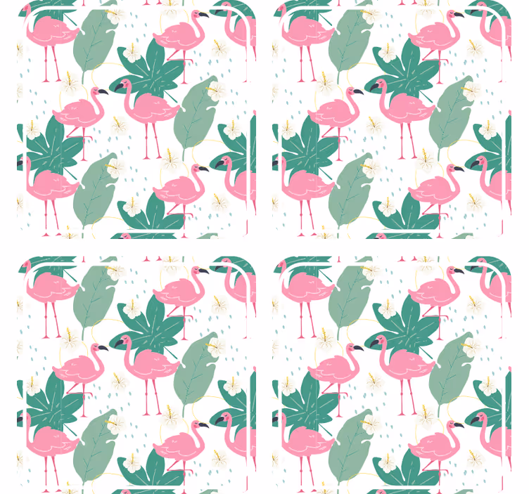 Enge onderzetters flamingo patroon met bladeren - TenStickers