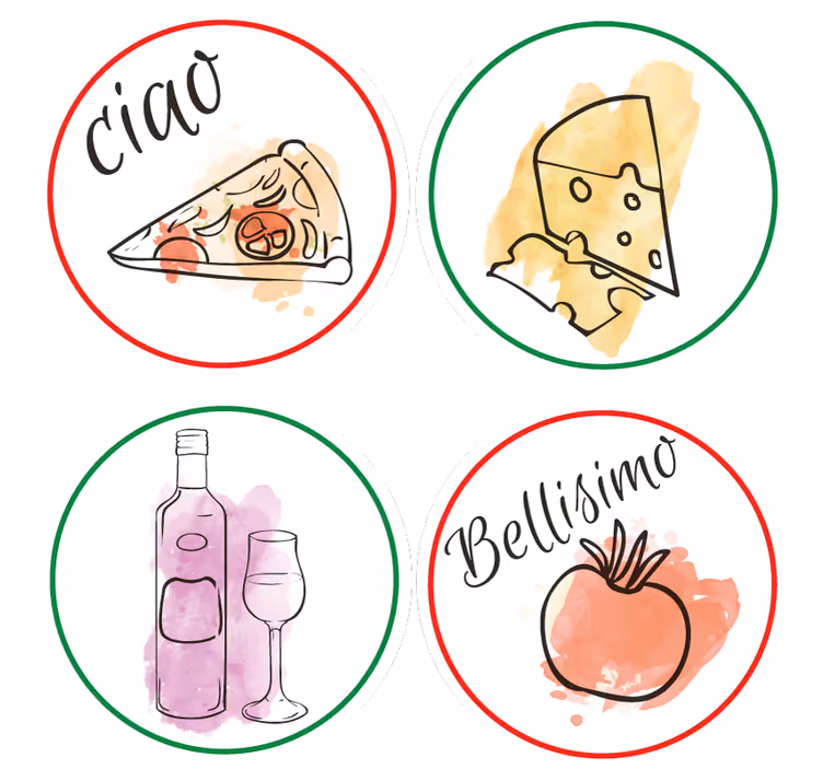Gepersonaliseerde onderzetters met voedsel en drankmotieven - TenStickers