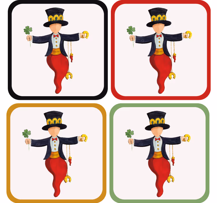 Enge onderzetters met speels figuur en klaver - TenStickers