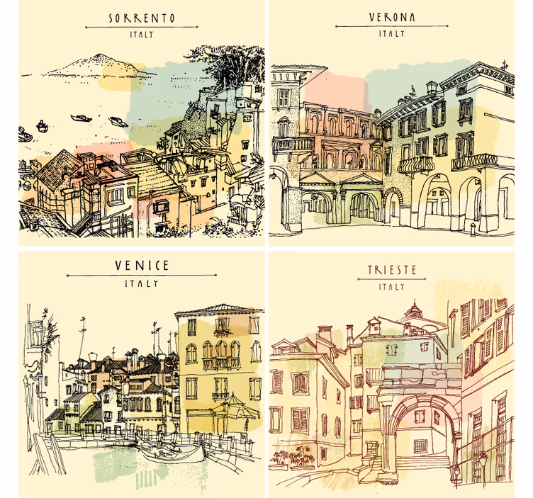 Citaat onderzetters italiaanse stadslandschappen - TenStickers