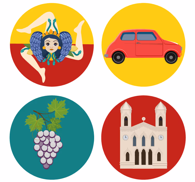 Moderne onderzetters siciliaanse mythologie druiven - TenStickers