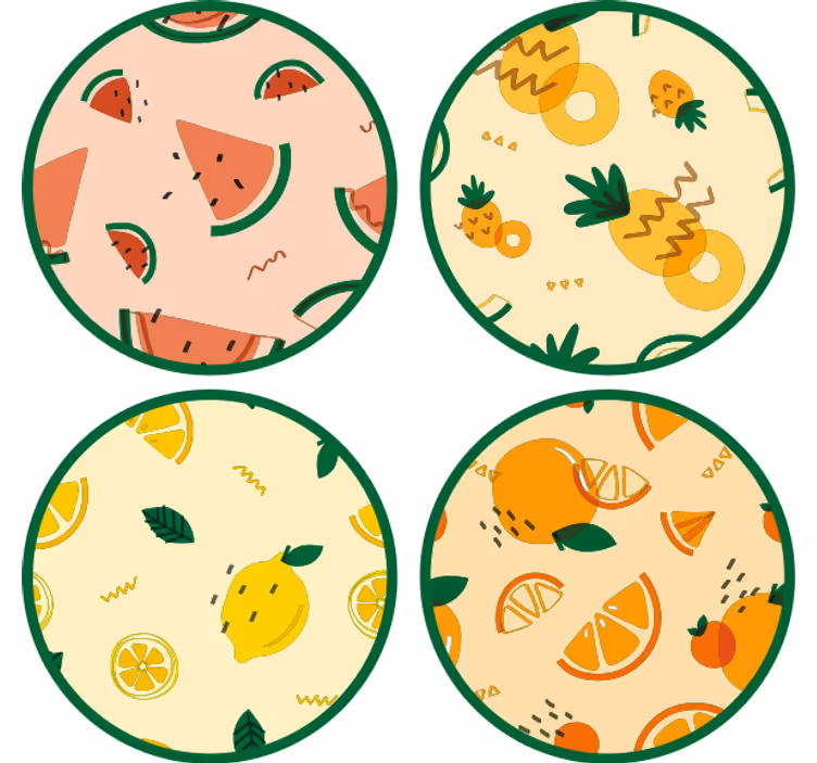 Enge onderzetters tropische fruitpatronen - TenStickers