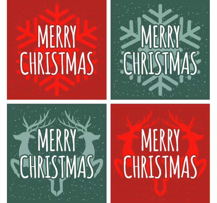 Groene en rode patronen Kerst onderzetters - TenStickers