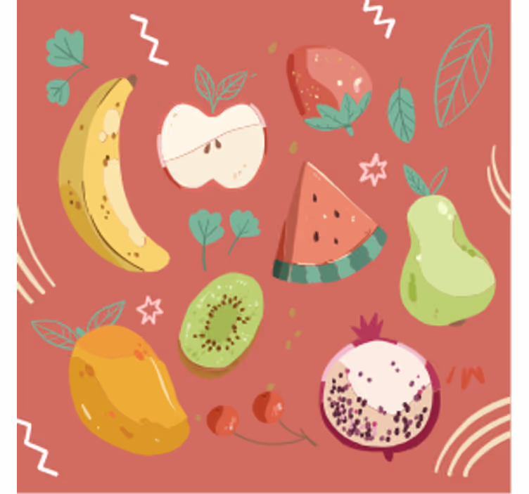 Moderne onderzetters kleurrijke fruitarrangementen - TenStickers